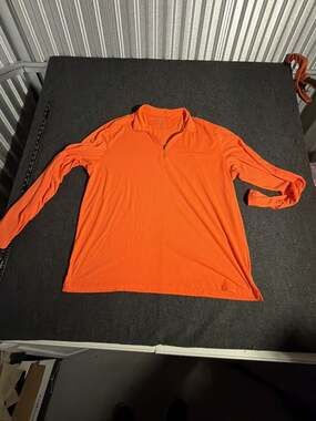 Orvis Men's Neon Orange Quarter-Zip Performance Pullover Shirt
